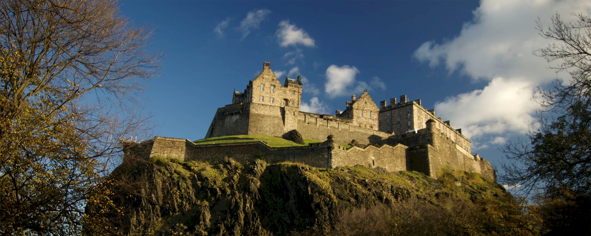 General view of Edinburgh Castle in strong sunlight